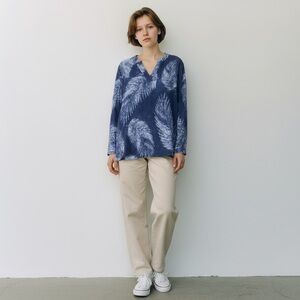Tommy Bahama Palm Print Pop Over Gauze Blouse Top